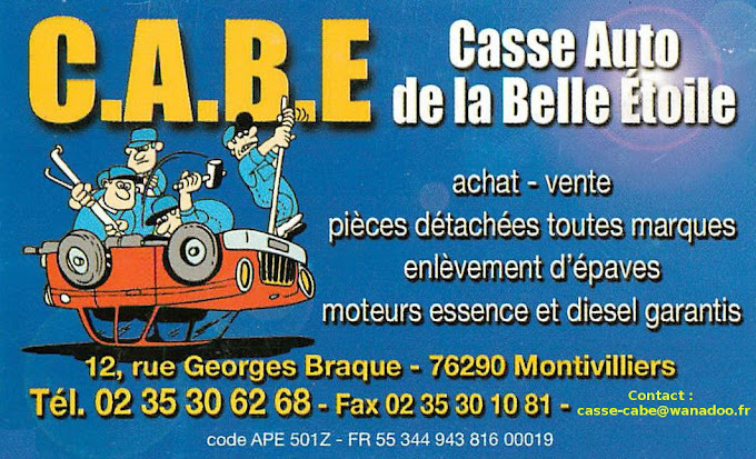 Aperçu des activités de la casse automobile CABE CASSE AUTO DE LA BELLE ETOILE située à MONTIVILLIERS (76290)